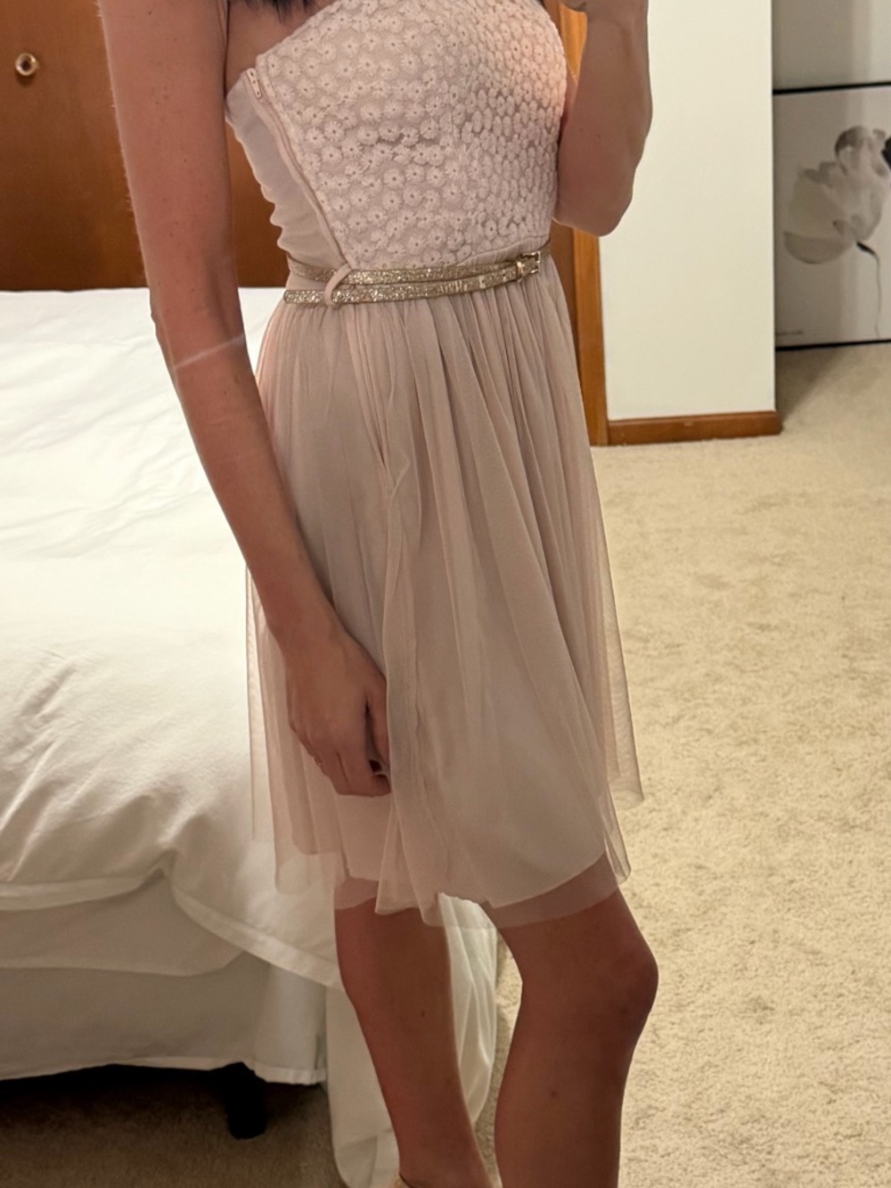 Lulu's Strapless Blush Pink Lace & Tulle Party Dress - Picture 6 of 7